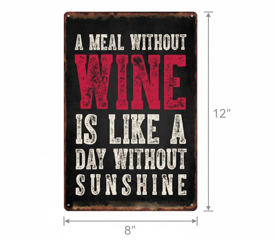 A Meal Without Wine Metal Wall Sign