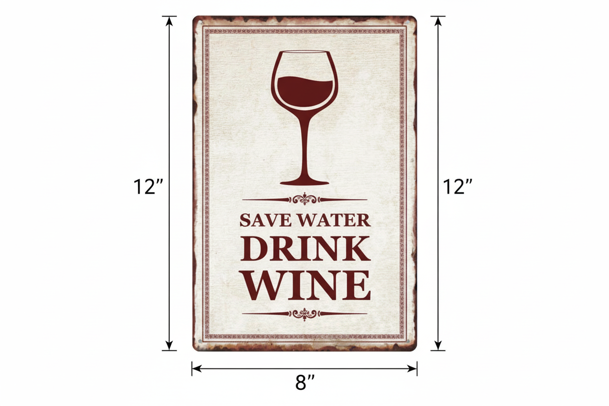 Save Wine Drink Water Metal Wall Sign