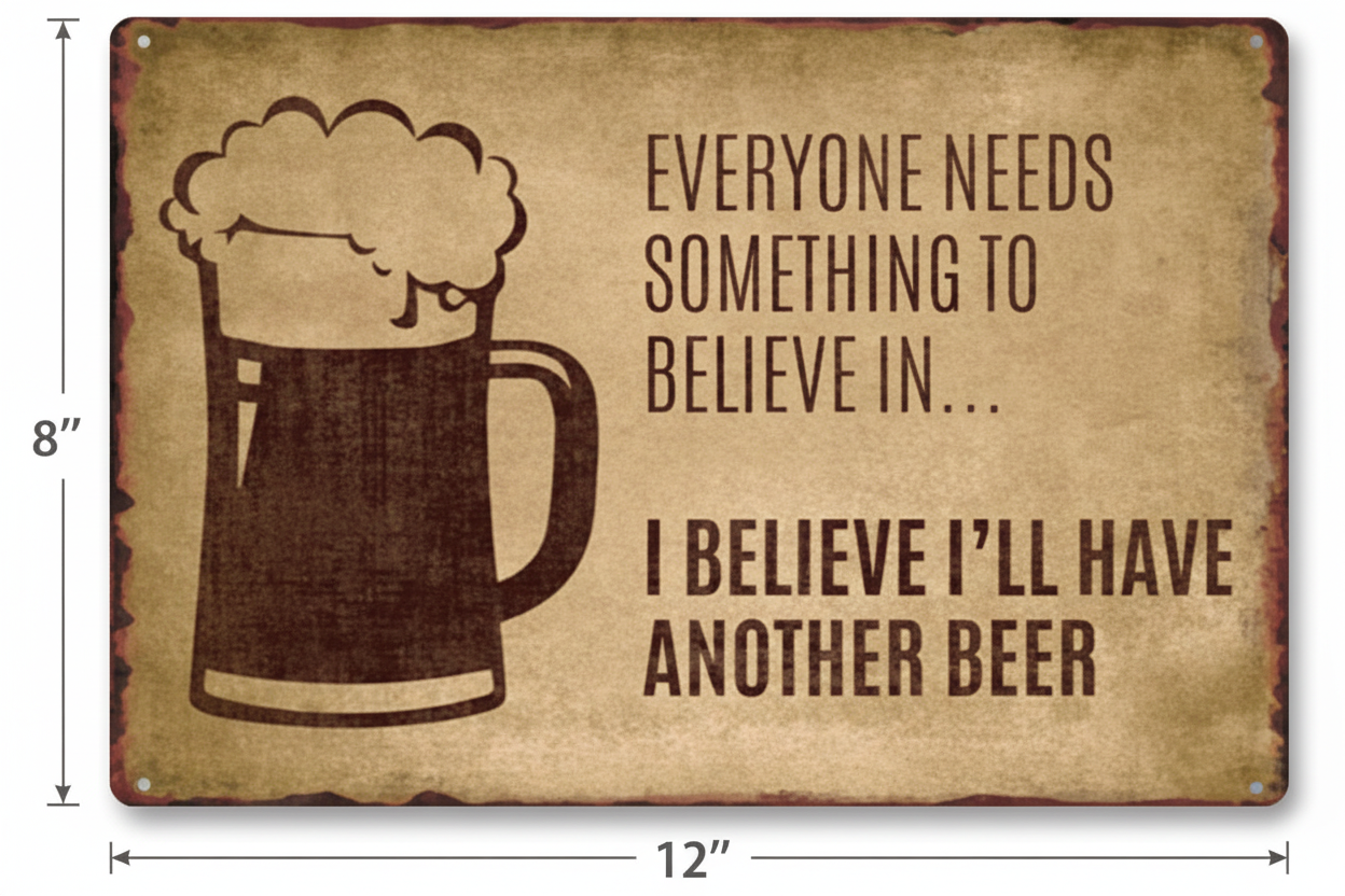 I Believe I'll Have Another Beer Metal Wall Sign