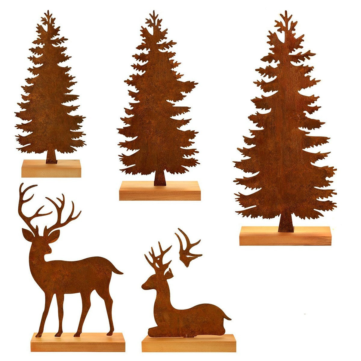 Metal Rust-colored Christmas Tree Elk Decorations