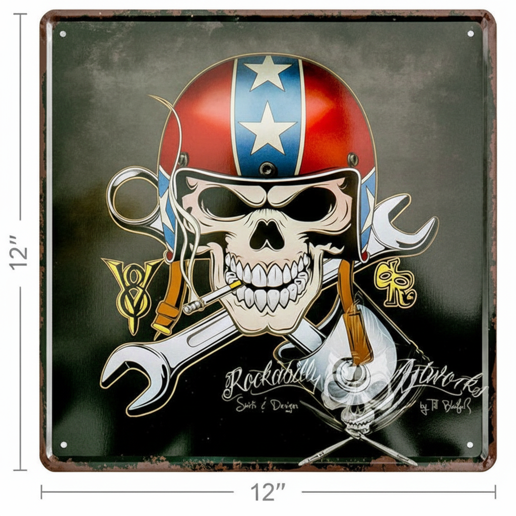 Helmet, Skull, and Wrench