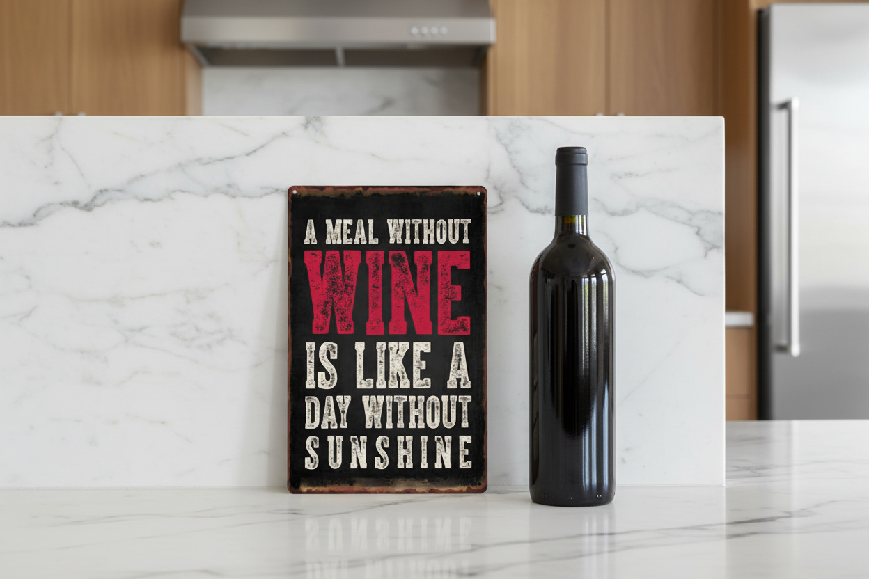 A Meal Without Wine Metal Wall Sign