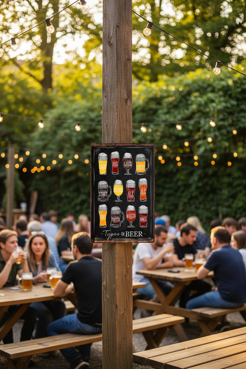 Types of Beer Metal Wall Sign