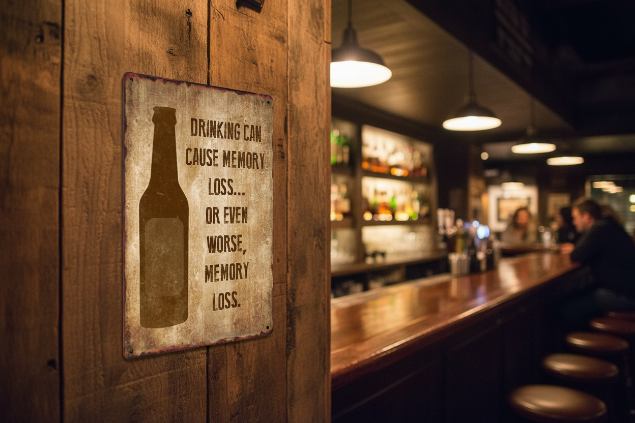Drinking Can Cause Memory Loss Metal Wall Sign