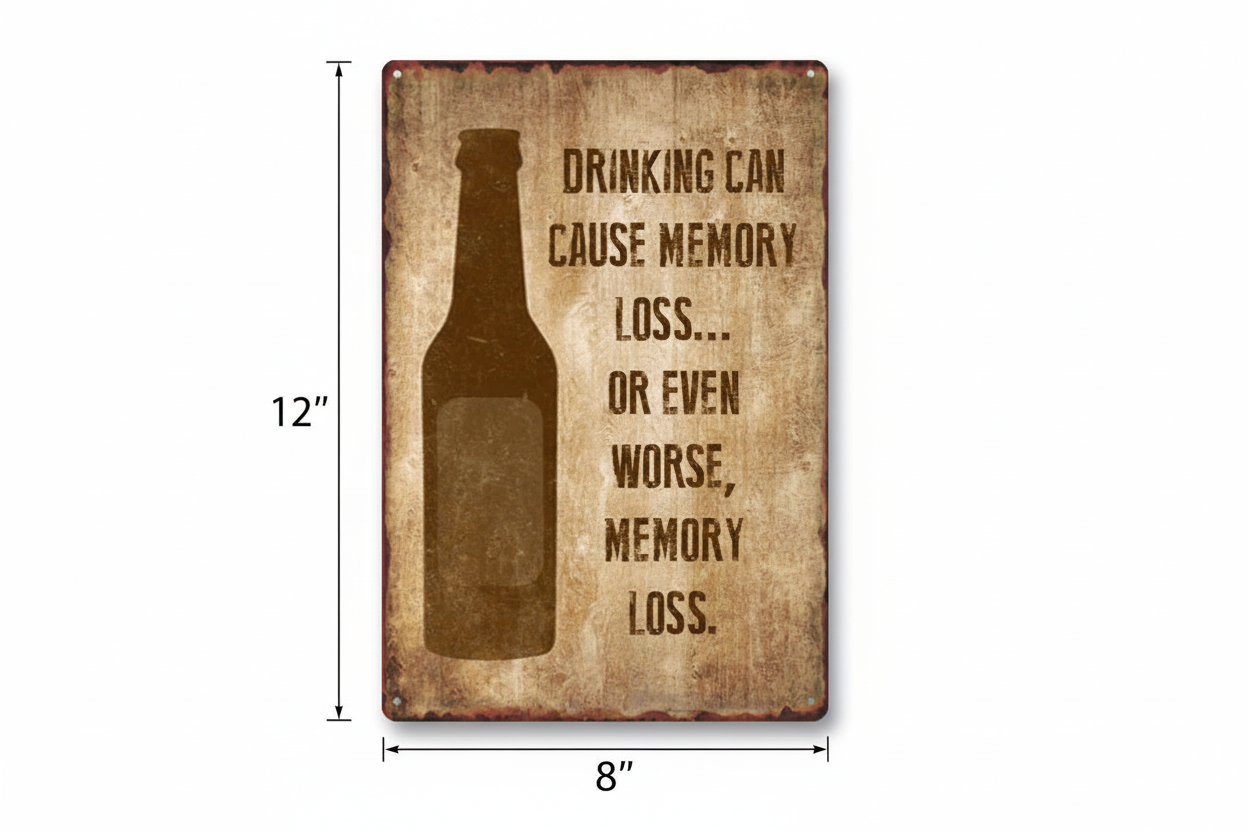 Drinking Can Cause Memory Loss Metal Wall Sign