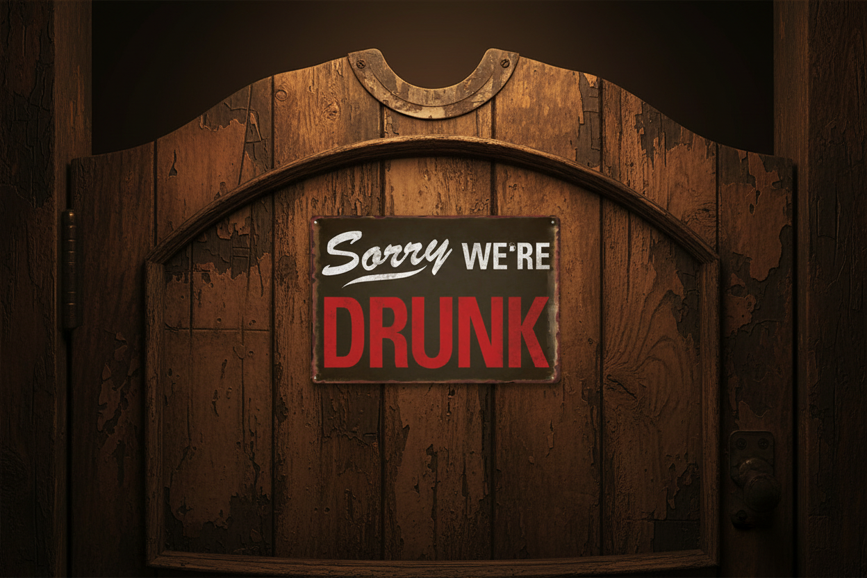 Sorry We're Drunk Metal Wall Sign