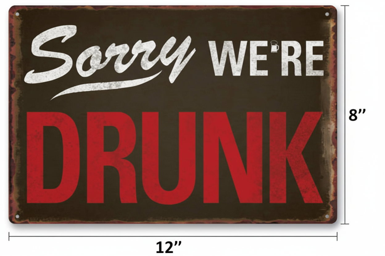Sorry We're Drunk Metal Wall Sign