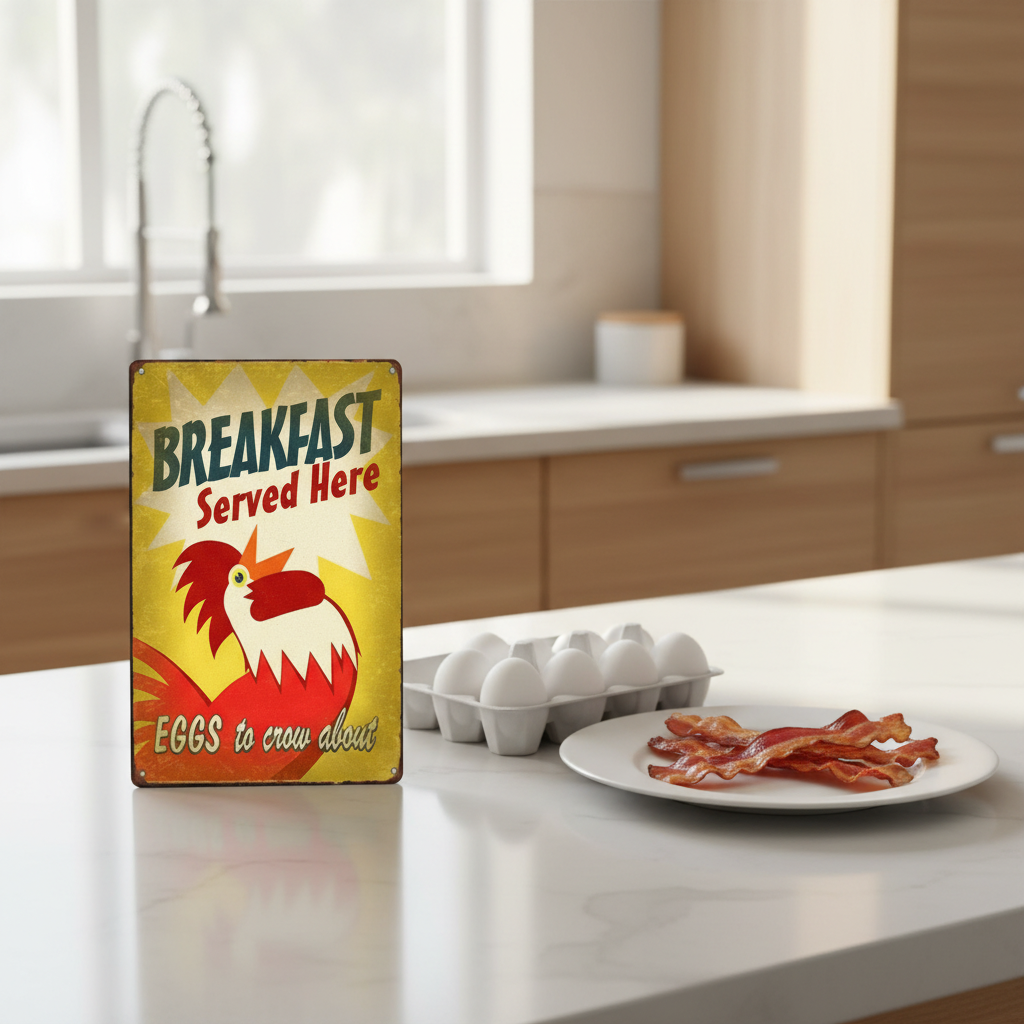 Breakfast Served Here, Eggs to Crow About