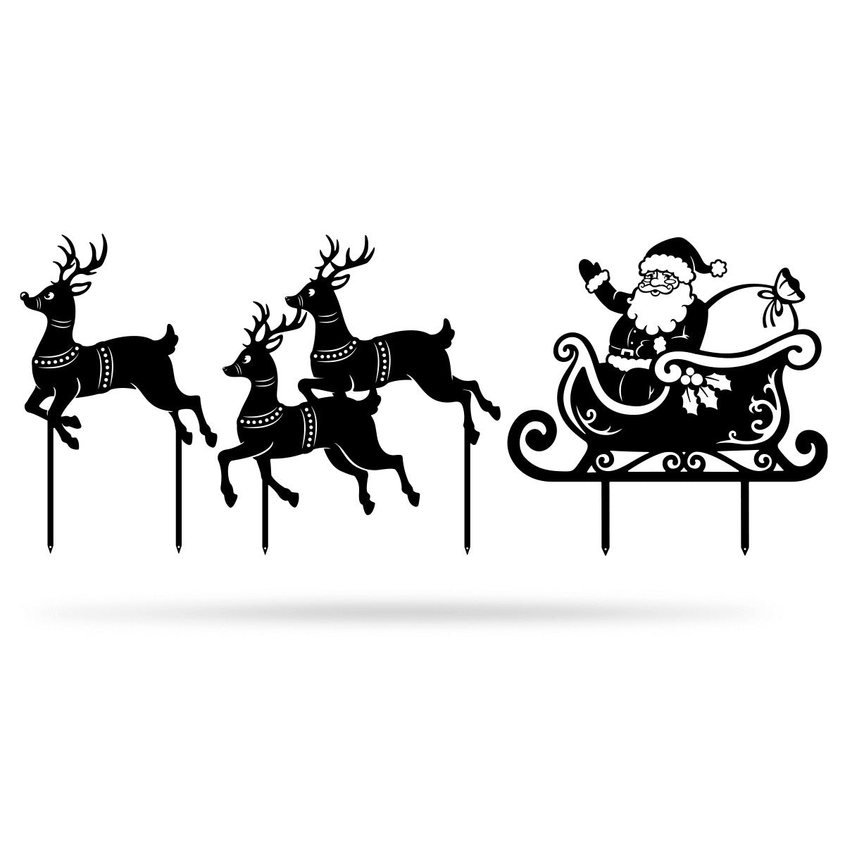 Santa’s Sleigh and Reindeer Lawn Ornament