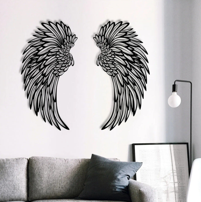 Carved Metal Angel Wings With Lights