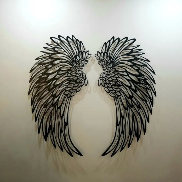 Carved Metal Angel Wings With Lights
